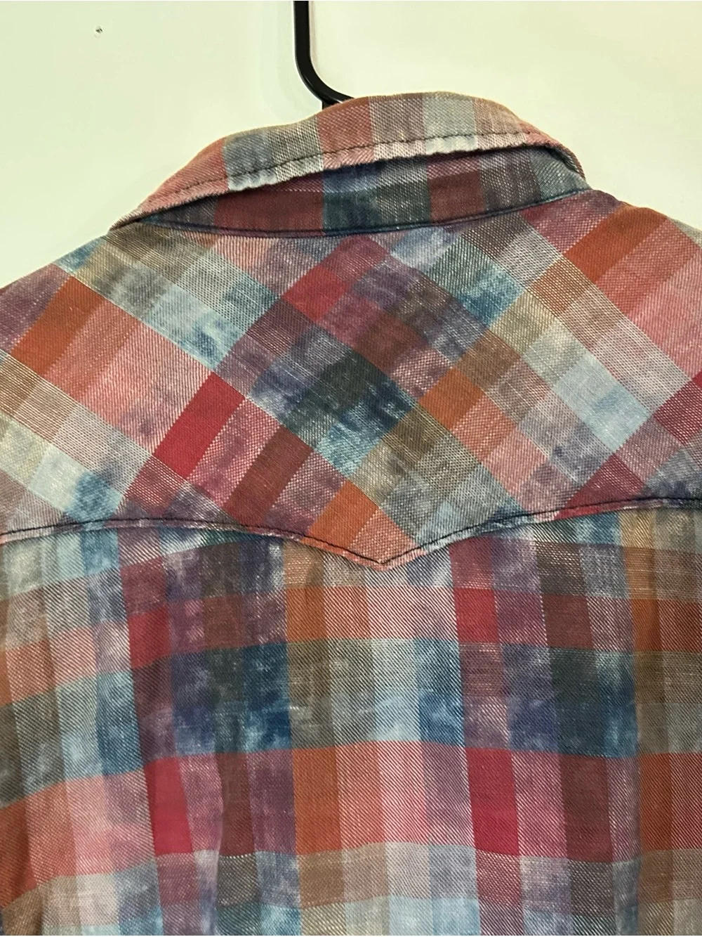 True Religion Red and Blue Plaid Casual Button-Down Shirt